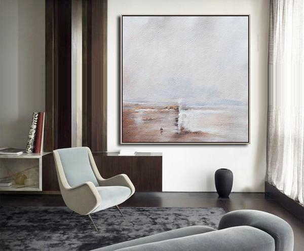 Handmade Extra Large Contemporary Painting,Oversized Abstract Landscape Painting,Size Extra Large Abstract Art,White,Brown,White.etc